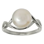 Silver ring with pearls with Fresh water pearl. Width:10mm. Shiny.  Eternal Loop Eternity Everlasting Braided Intertwined 8