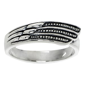 Silver ring Silver 925 Wings Stripes Grooves Rills