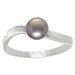 Bague en argent avec perles Largeur:6,6mm. Poli mat.  Vague Onde Lame