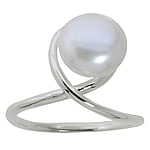 Silver ring with pearls with Fresh water pearl. Width:15mm. Shiny.