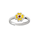 Kids ring Silver 925 Crystal Enamel Flower