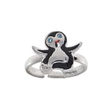 Kids ring Silver 925 Crystal Enamel Penguin