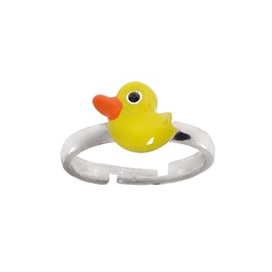 Kids ring Silver 925 Enamel Duck Duckling