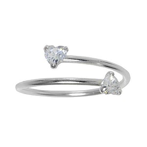 Kinder Ring Zilver 925 Kristal spiraal hart liefde