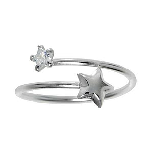 Kids ring Silver 925 Crystal Star Spiral