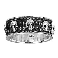 Silver ring Width:8,5mm.  Skull Skeleton