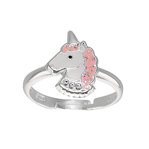 Kids ring Silver 925 Epoxy Unicorn