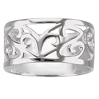 Silver ring Width:10mm. Shiny.  Tribal pattern Leaf Plant pattern