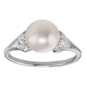 Anillo de plata con perlas Plata 925 Perla de agua dulce Cristal