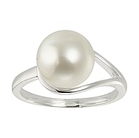 Perlen Silberring mit Ssswasserperle. Durchmesser:10mm.