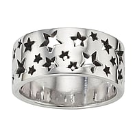 Silver ring Width:9,5mm. Shiny.  Star
