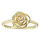 Zilveren-ring met PVD laag (goudkleurig). Breedte:9mm. Glanzend.  bloem roos