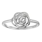 Zilveren-ring Breedte:9mm. Glanzend.  bloem roos
