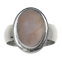 Silver ring with stones with Rose quartz. Width:10mm. Shiny.