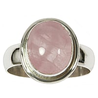 Silver ring with stones with Rose quartz. Width:10mm. Shiny.