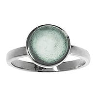 Stenen-ring uit Zilver 925 met Aqua chalcedon. Breedte:10mm. Glanzend.