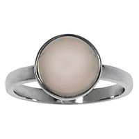 Silver ring with stones with Rose quartz. Width:10mm. Shiny.