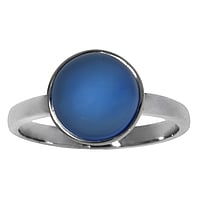 Silver ring with stones with Blue aqua chalcedony. Width:10mm. Shiny.