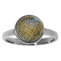 Silver ring with stones with Labradorite. Width:10mm. Shiny.