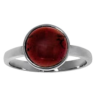 Silver ring with stones with Garnet. Width:10mm. Shiny.