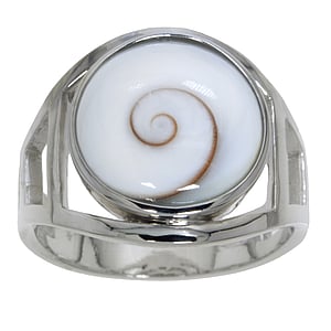 Bague argent Argent 925 rhodi Coquillage Shiva Eye Spirale