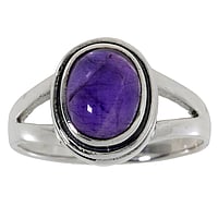 Silver ring with stones with Amethyst. Width:7mm. Shiny. Wider at the top.