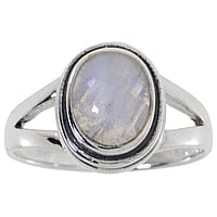 Maansteen zilveren ring met Witte maansteen. Breedte:7mm. Glanzend. Boven breder.