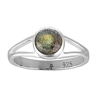 Bague en argent avec pierre avec Labradorite. Largeur:7mm. brillant.