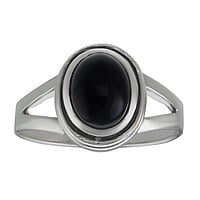 Anillo de plata con piedra con Onix negro. Ancho:7mm. brillante.