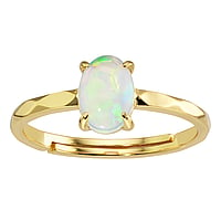 Silver ring with stones with Synthetic opal and Gold-plated. Width:5mm. Stone(s) are fixed in setting. Size adjustable from 50 to 64.