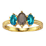 PROTSAAH Anello con pietra Argento 925 Dorato Topazio blu Labradorite