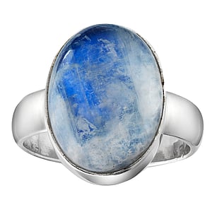 Bague en argent avec pierre Argent 925 Pierre de lune bleue