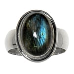 Anello di labradorite in Argento 925. Larghezza:10mm. brillante.