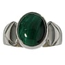 Anello con pietra Argento 925 Malachite Striatura Banda Incavo Triangolo Trilatero