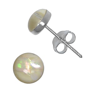 Silver ear studs Silver 925 Synthetic mother of pearl Epoxy