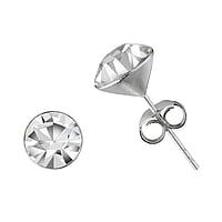 Silver ear studs with Crystal. Diameter:7,5mm. Shiny.