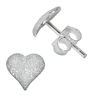 Silver ear studs Width:7mm.  Heart Love