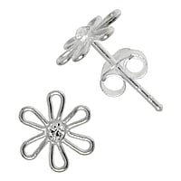 Silver ear studs with Crystal. Width:9,4mm.  Flower