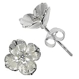 Silver ear studs Silver 925 Crystal Flower