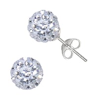 Silver ear studs with Crystal. Diameter:8mm.