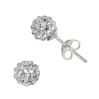 Silver ear studs with Crystal. Diameter:6mm.