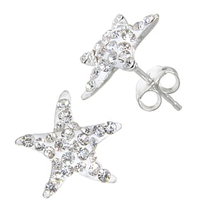 Kids earring Silver 925 Crystal Starfish Star
