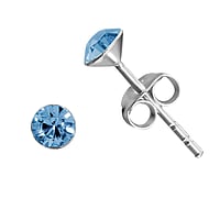 Silver ear studs with crystal Diameter:4,5mm. Shiny.