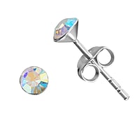 Boucles d'oreille en argent avec cristal Diamtre:4,5mm. brillant.