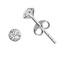 Silver ear studs with crystal Diameter:4,5mm. Shiny.