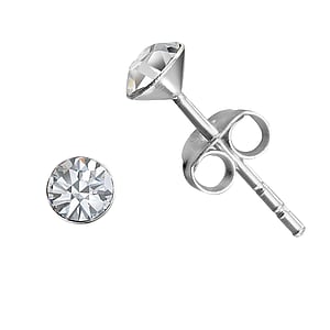 Silver ear studs with crystal Silver 925 Crystal