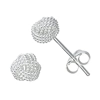 Silver ear studs Width:6mm.  Eternal Loop Eternity Everlasting Braided Intertwined 8