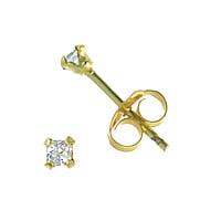 Silver ear studs with Gold-plated and zirconia. Diameter:2,5mm. Stone(s) are fixed in setting.
