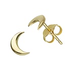 Silver ear studs with Gold-plated. Width:5mm. Shiny.  Moon Half moon Half-moon