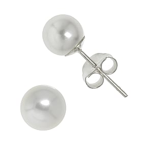 Silver ear studs Silver 925 Synthetic Pearls